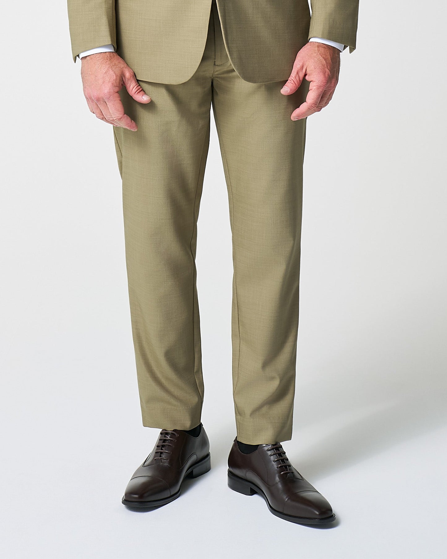 State & Liberty Athletic Fit Stretch Suit Pants - Heathered Olive