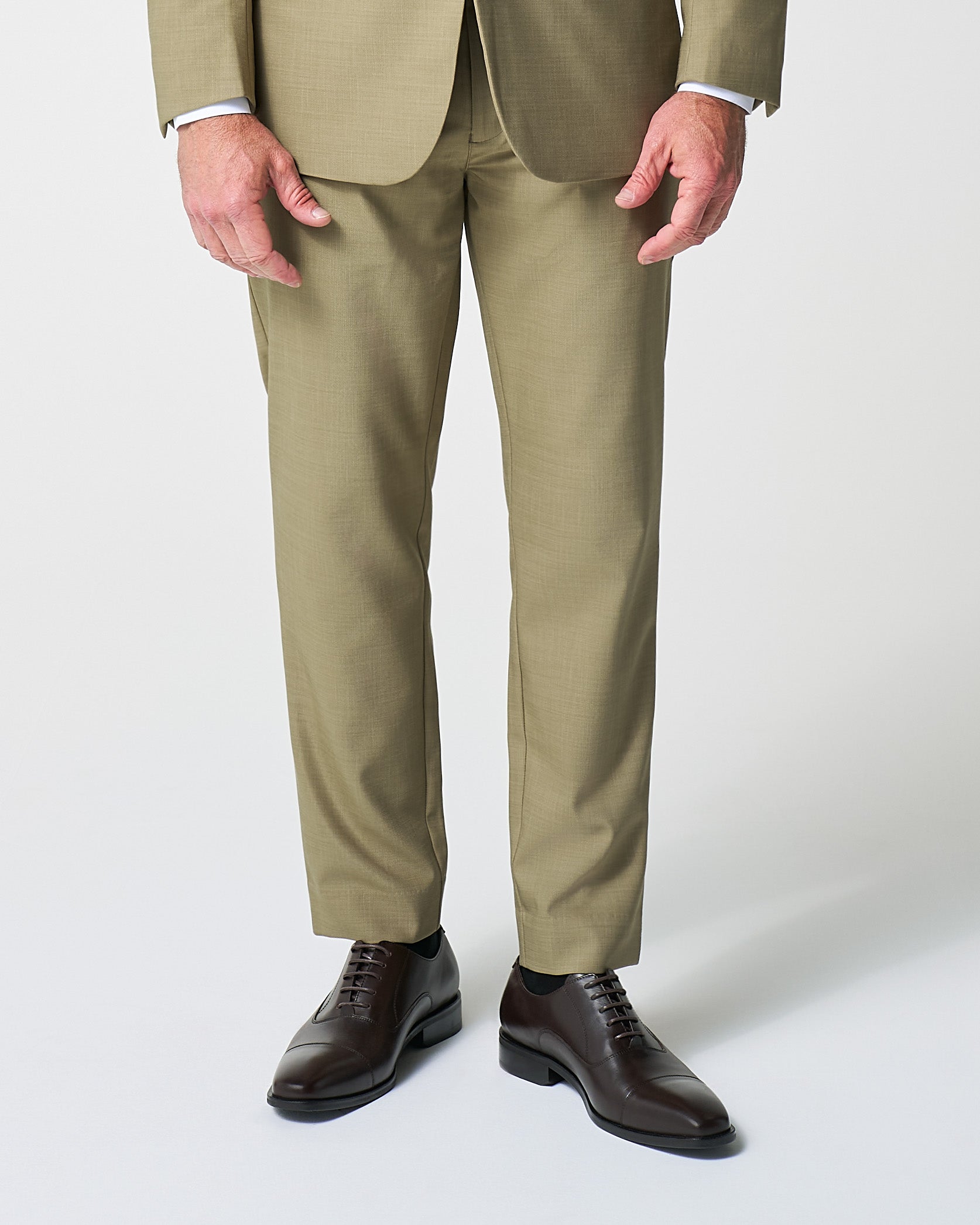 State & Liberty Athletic Fit Stretch Suit Pants - Heathered Olive