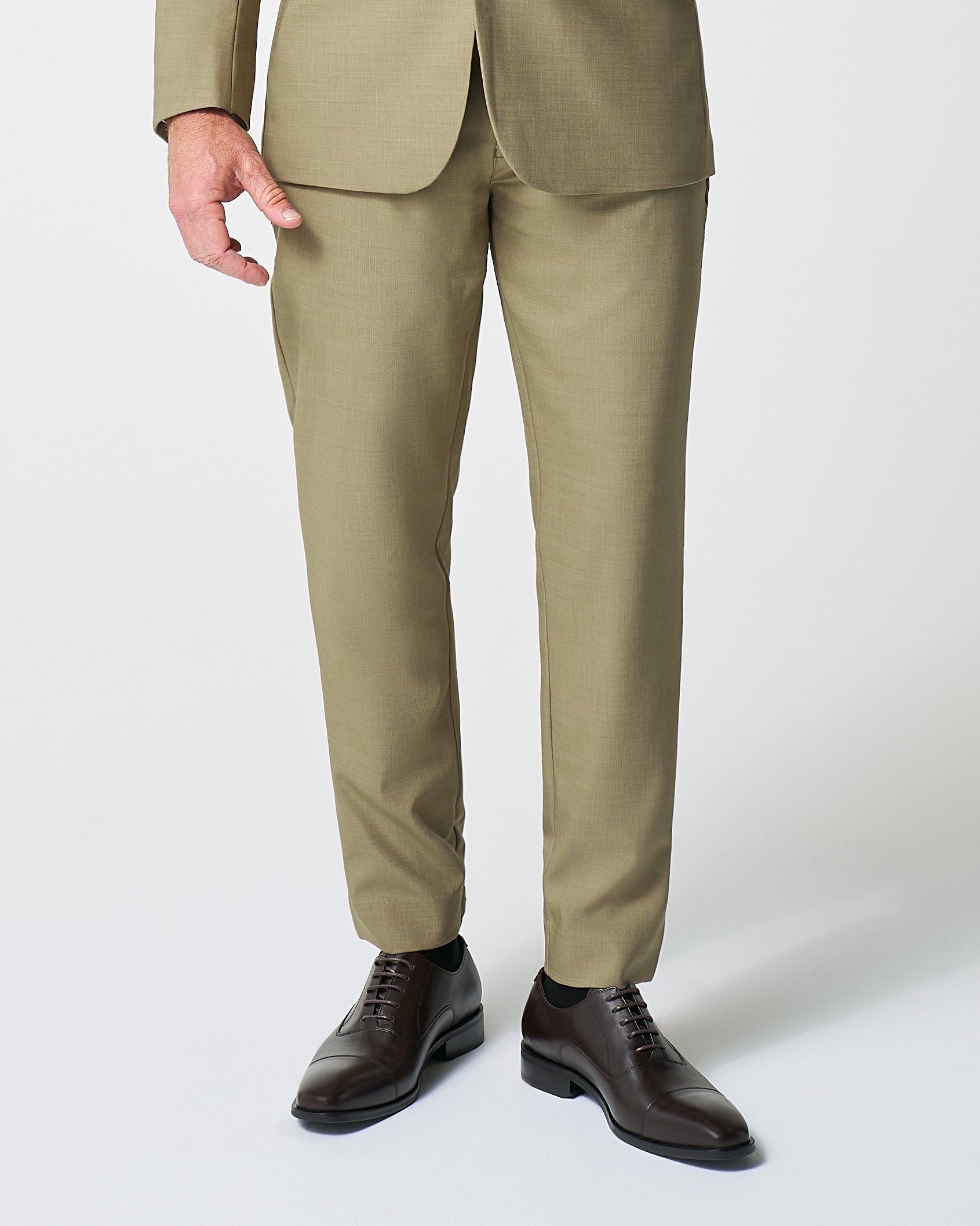 State & Liberty Athletic Fit Stretch Suit Pants - Heathered Olive