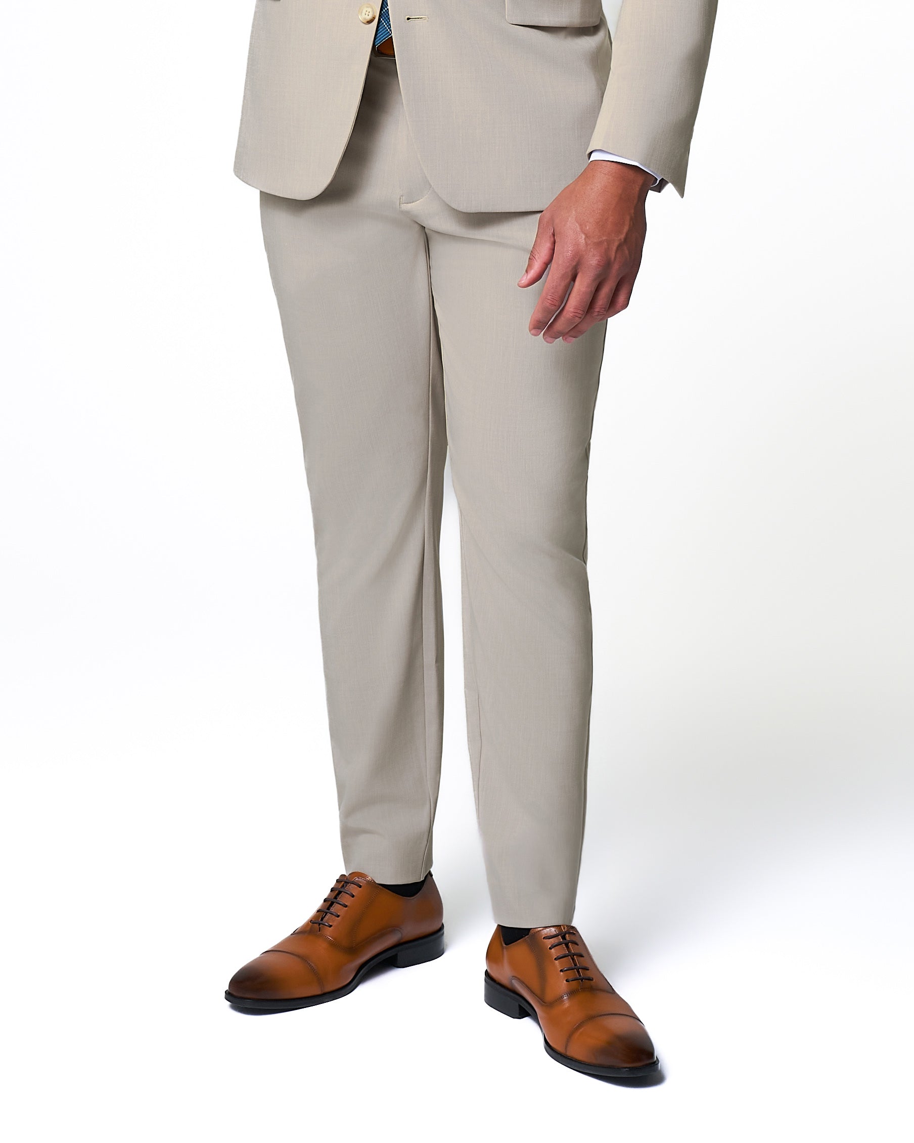 State & Liberty Athletic Fit Stretch Suit Pants - Heathered Stone