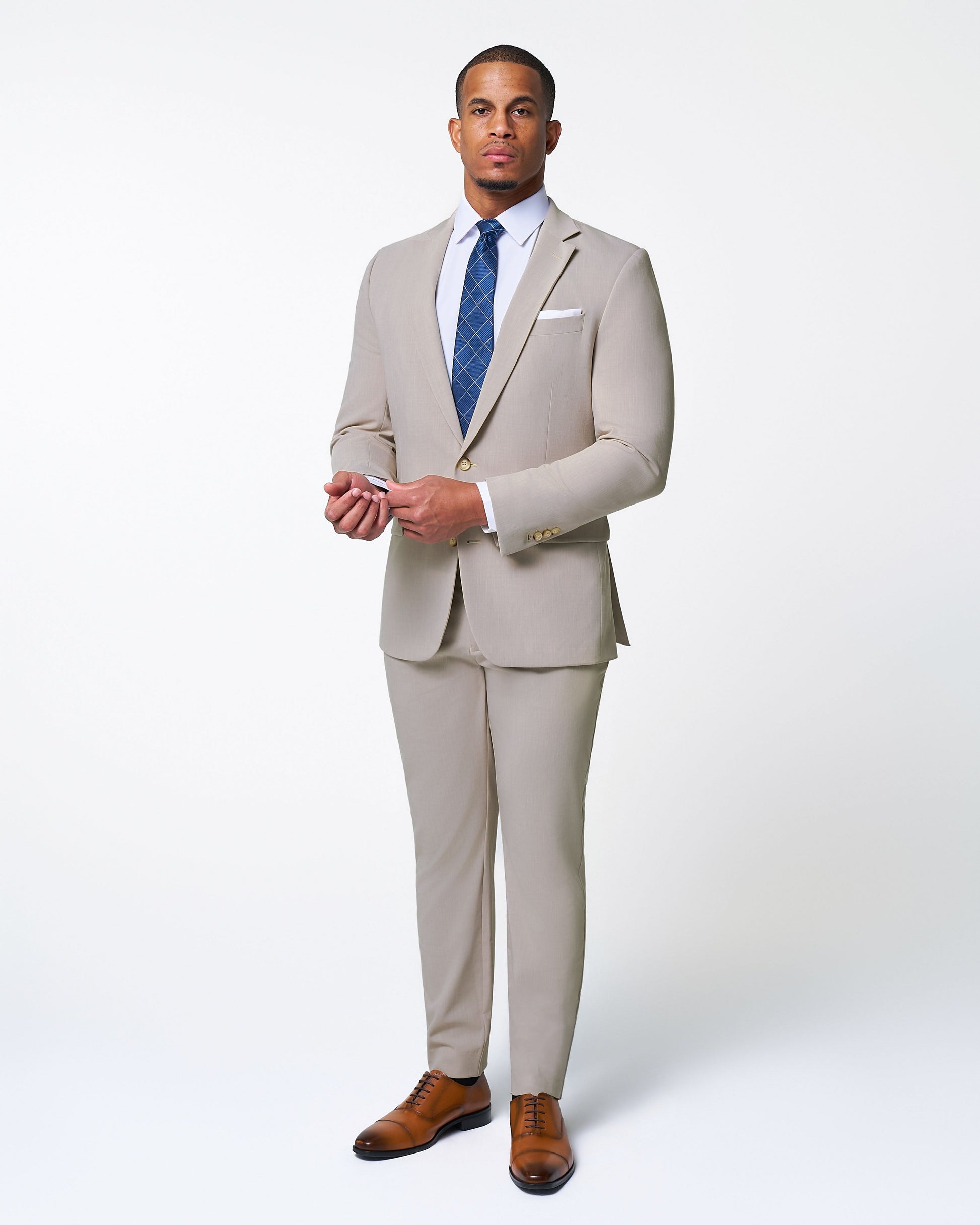 State & Liberty Athletic Fit Stretch Suit Pants - Heathered Stone