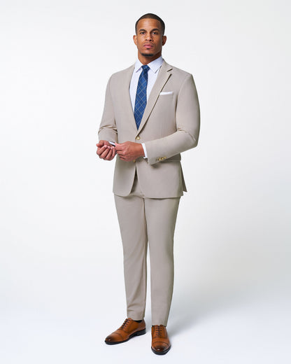 State & Liberty Athletic Fit Stretch Suit Pants - Heathered Stone