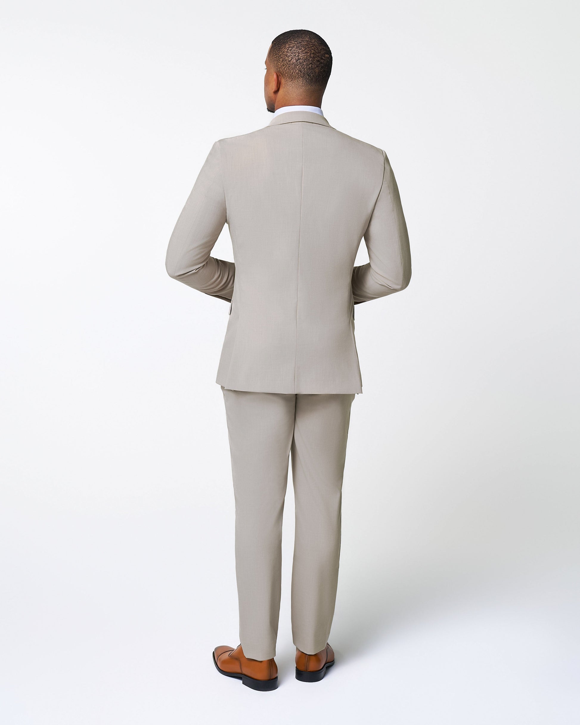 State & Liberty Athletic Fit Stretch Suit Pants - Heathered Stone