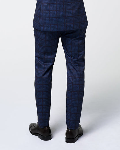 State & Liberty Athletic Fit Stretch Suit Pants - Navy & Maroon Windowpane