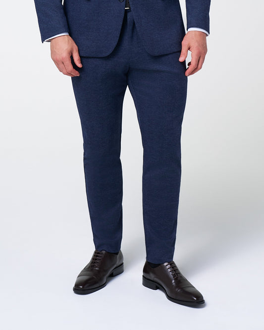 State & Liberty Athletic Fit Stretch Wool Suit Pants - Navy Herringbone