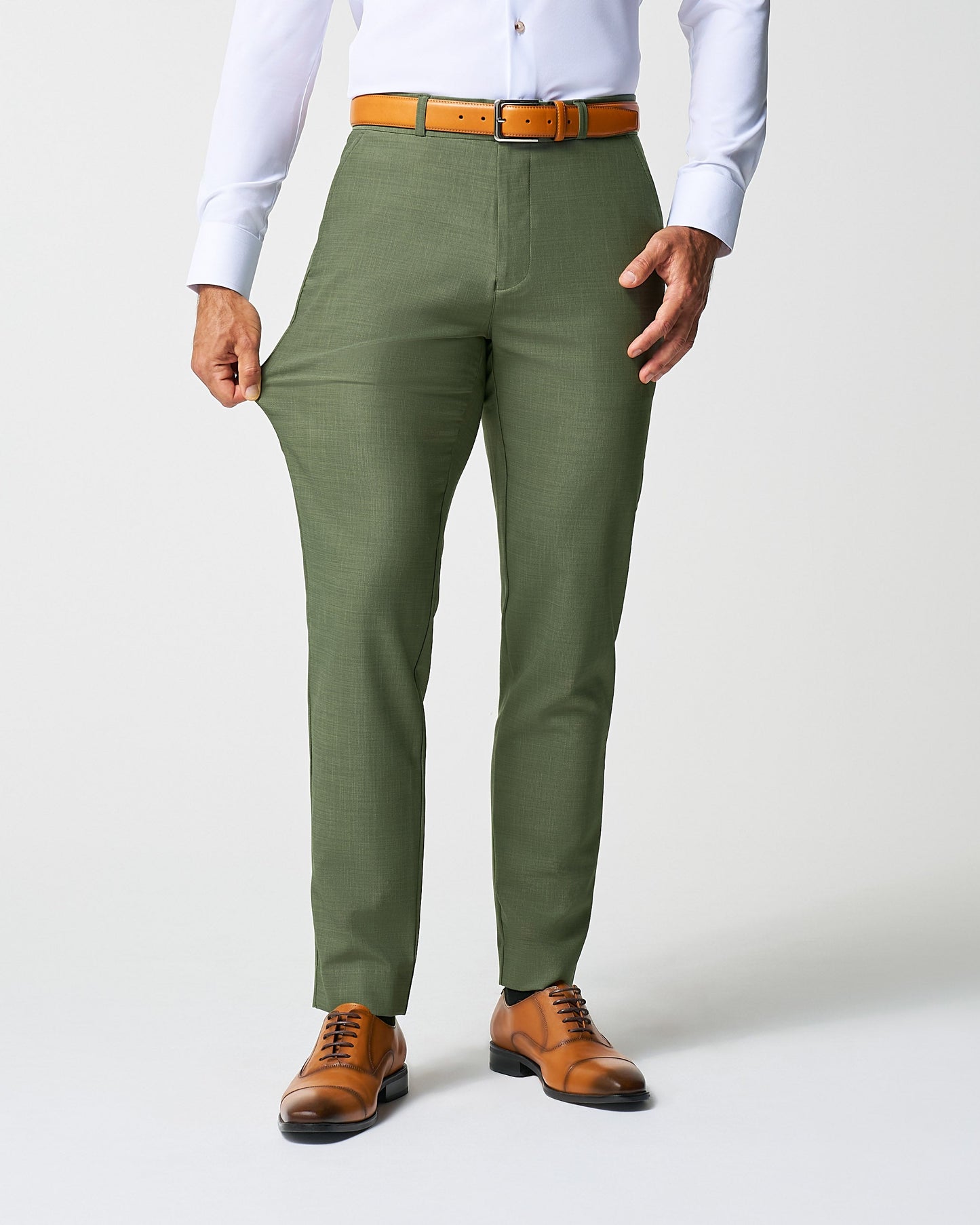 State & Liberty Athletic Fit Stretch Pants - Heathered Forest Green
