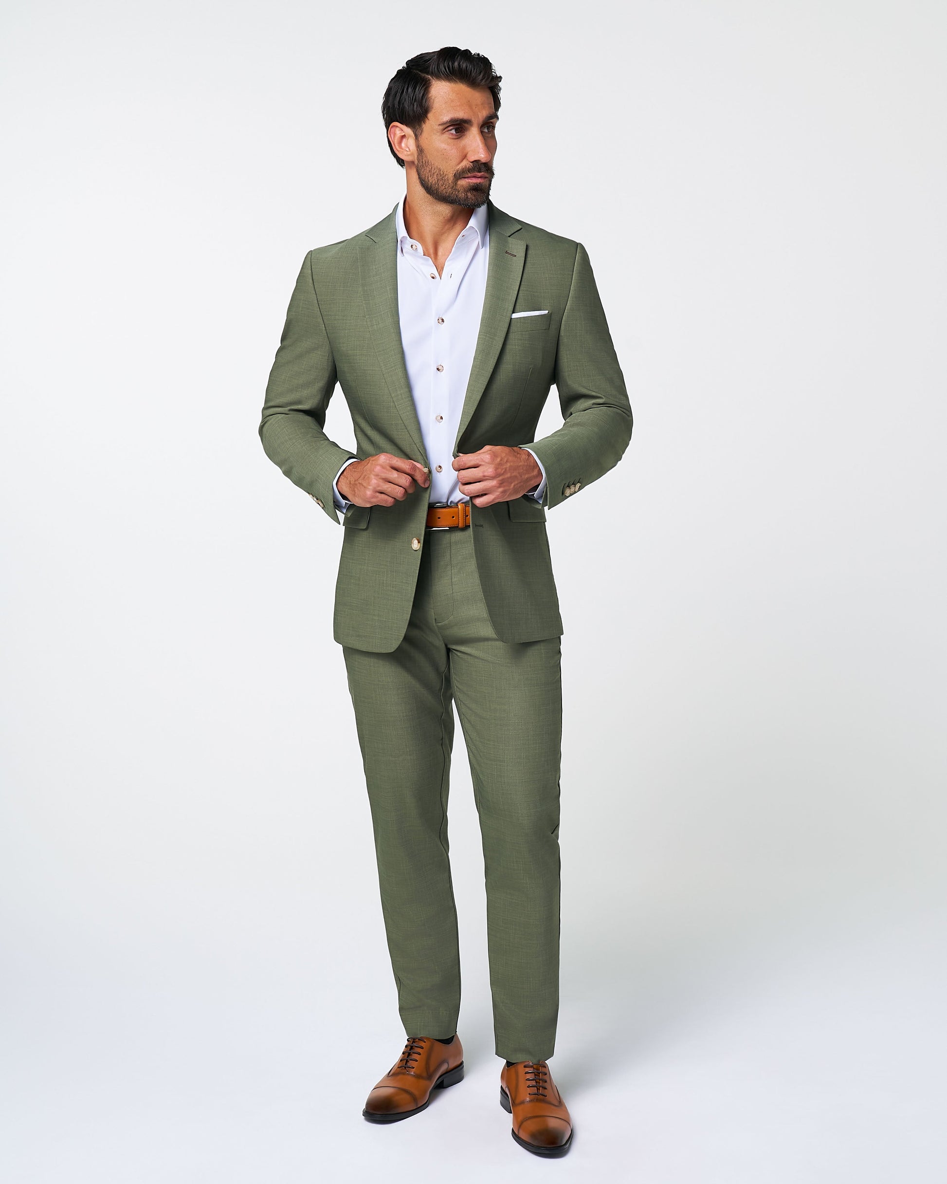 State & Liberty Athletic Fit Stretch Pants - Heathered Forest Green