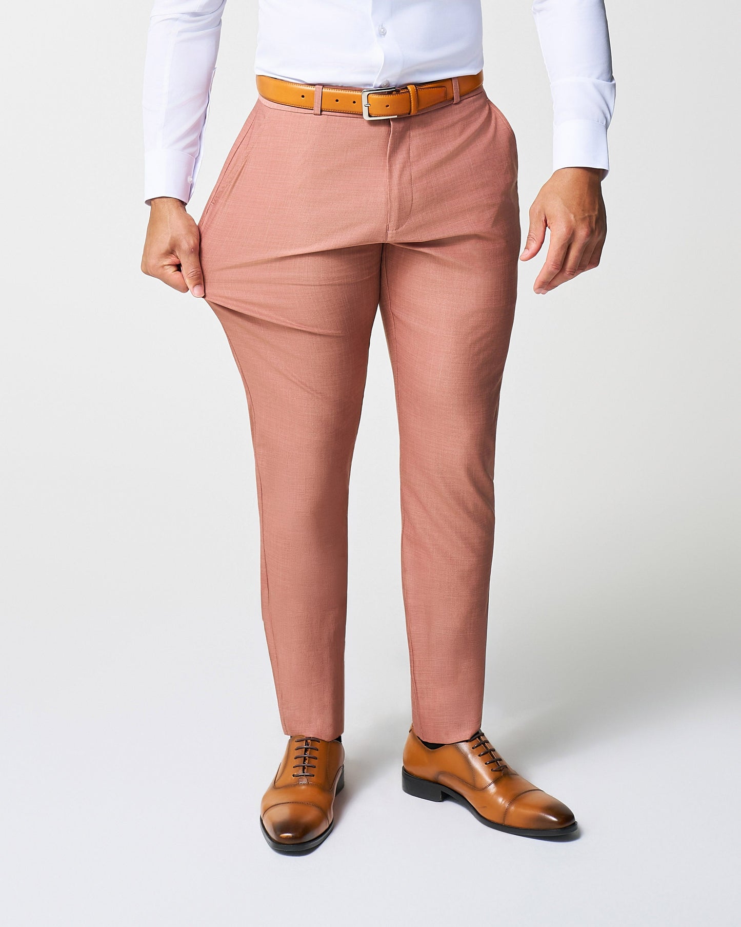 State & Liberty Athletic Fit Stretch Suit Pants - Heathered Salmon