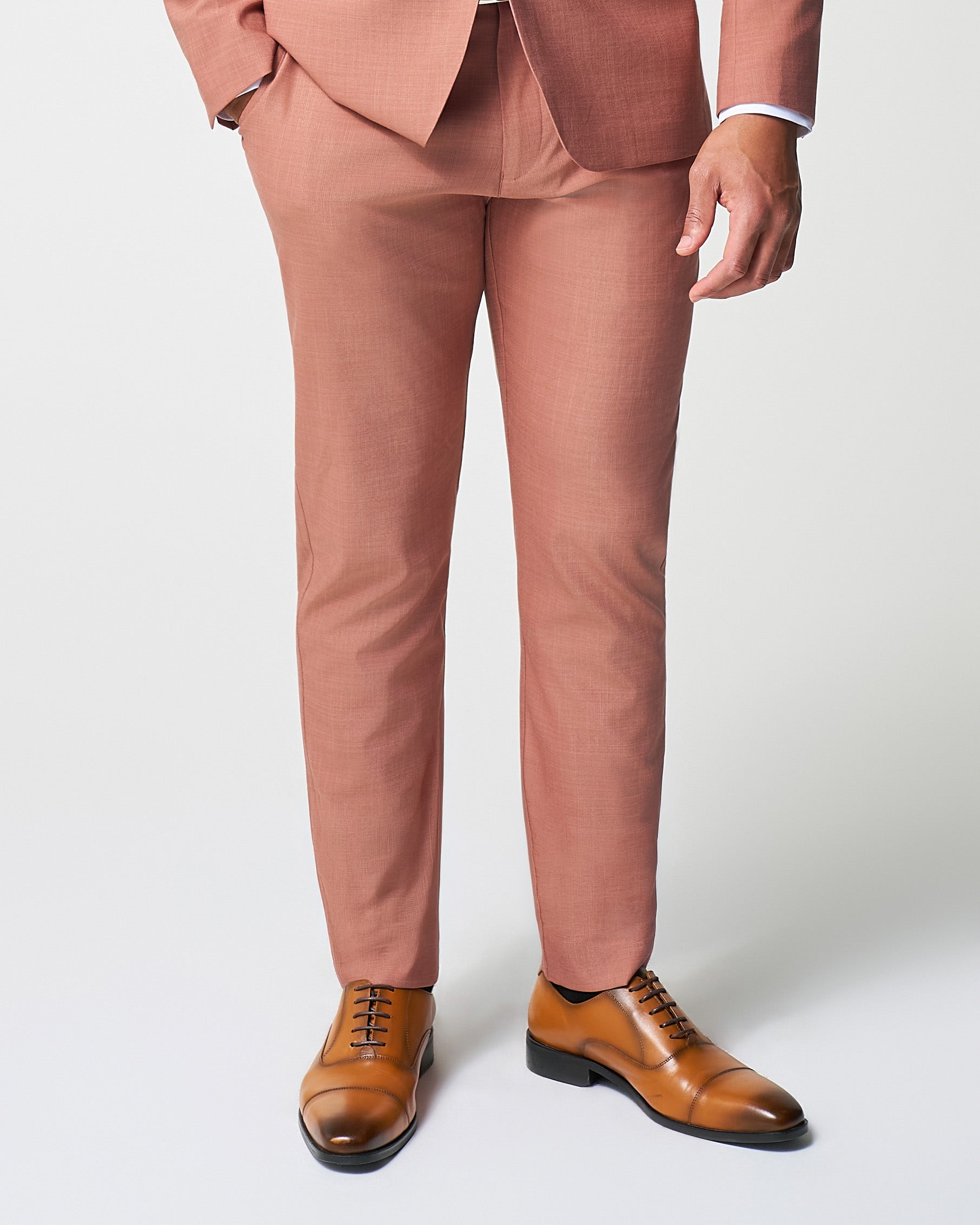 State & Liberty Athletic Fit Stretch Suit Pants - Heathered Salmon