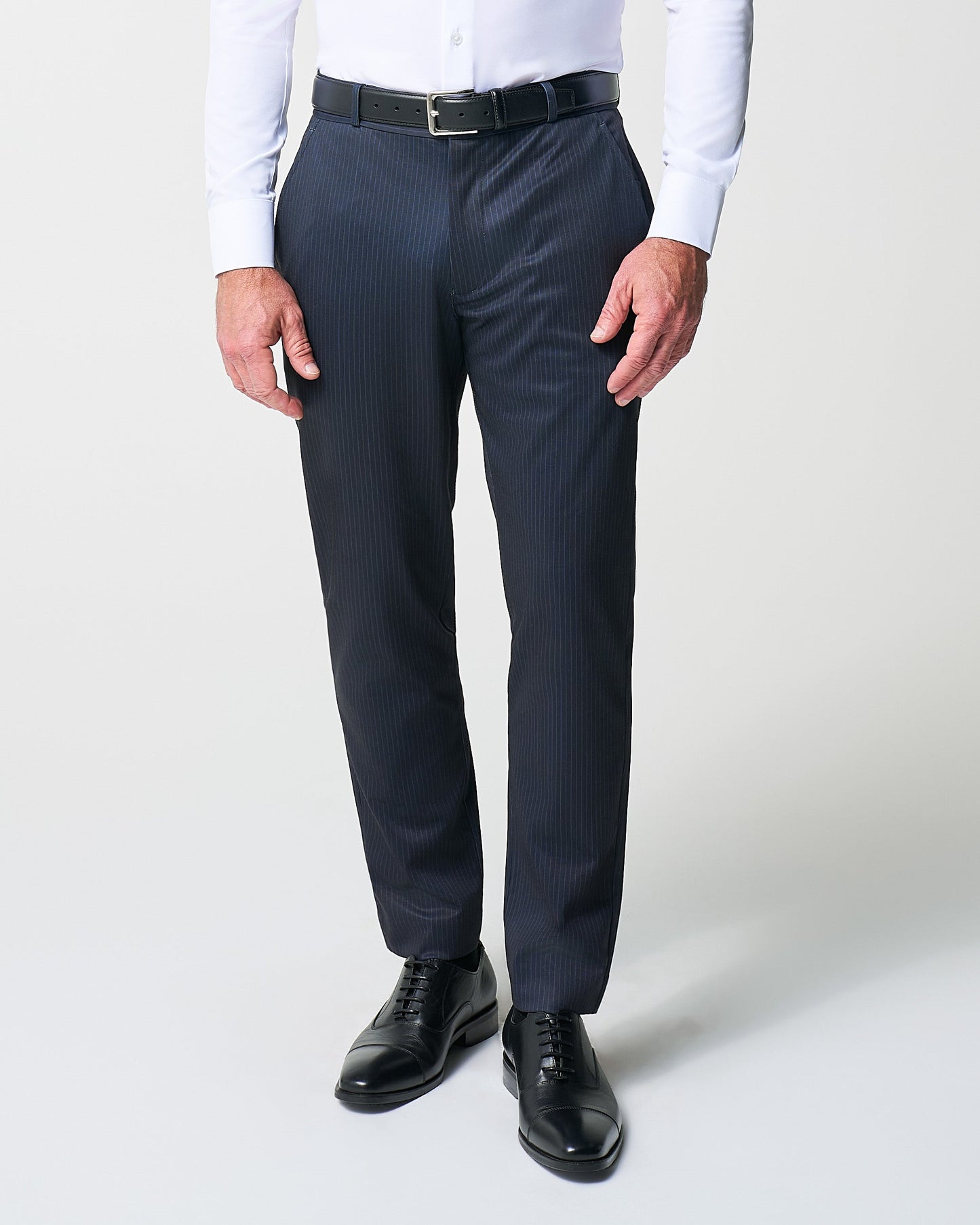 State & Liberty Athletic Fit Stretch Suit Pants - Knit Blue Chalk Stripe