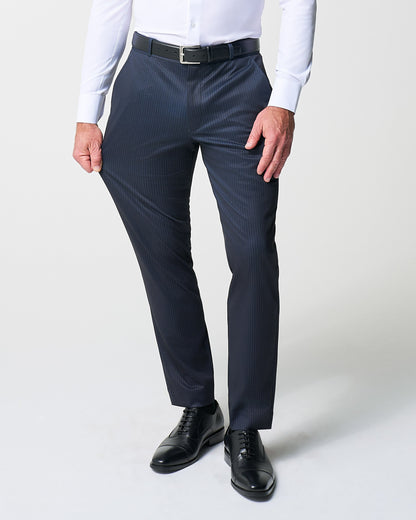 State & Liberty Athletic Fit Stretch Suit Pants - Knit Blue Chalk Stripe