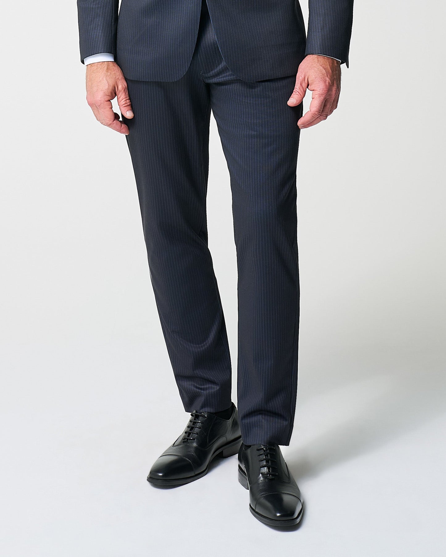 State & Liberty Athletic Fit Stretch Suit Pants - Knit Blue Chalk Stripe