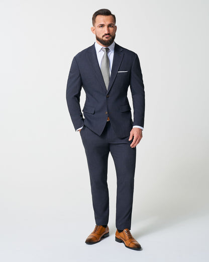 State & Liberty Athletic Fit Stretch Suit Pants - Heathered Midnight Navy