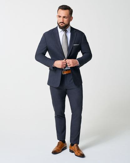 State & Liberty Athletic Fit Stretch Suit Pants - Heathered Midnight Navy