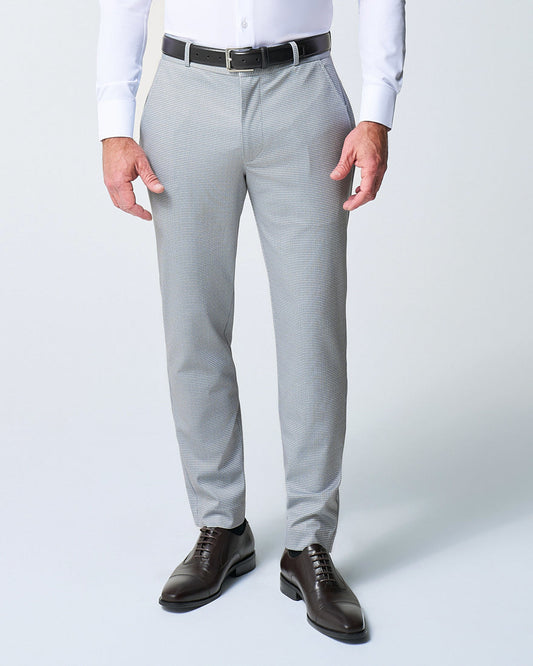 State & Liberty Athletic Fit Stretch Suit Pants - Grey Houndstooth Microcheck
