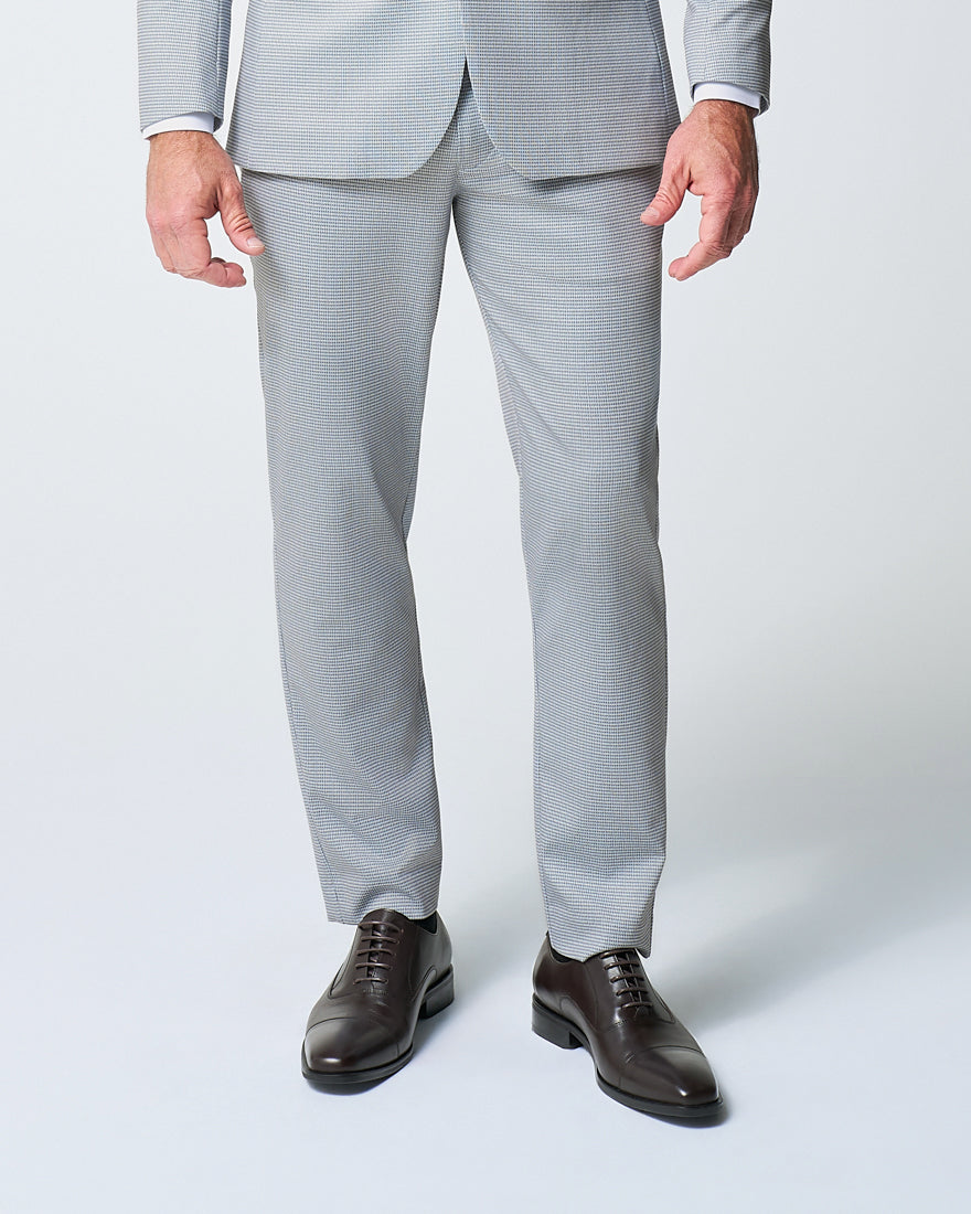 State & Liberty Athletic Fit Stretch Suit Pants - Grey Houndstooth Microcheck