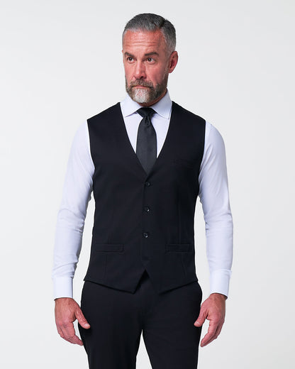 State & Liberty Athletic Fit Stretch Suit Vest - Black