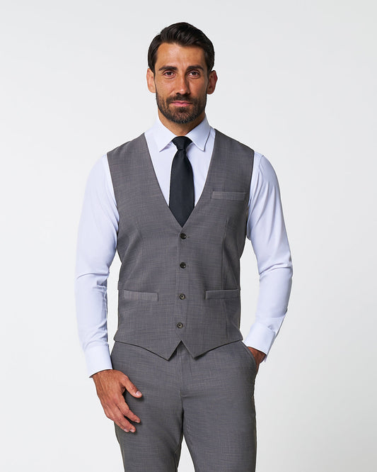 State & Liberty Athletic Fit Stretch Suit Vest - Heathered Grey
