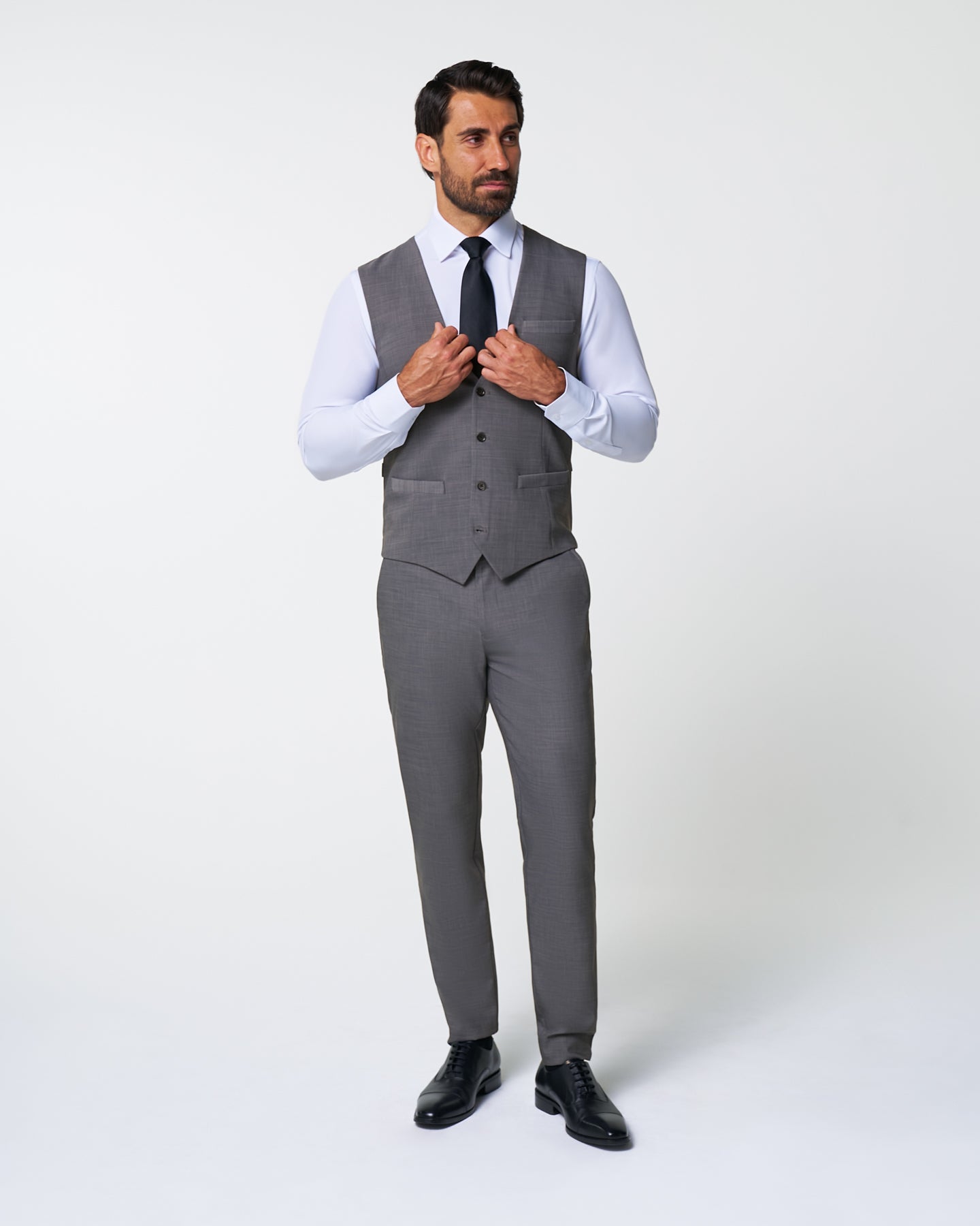 State & Liberty Athletic Fit Stretch Suit Vest - Heathered Grey