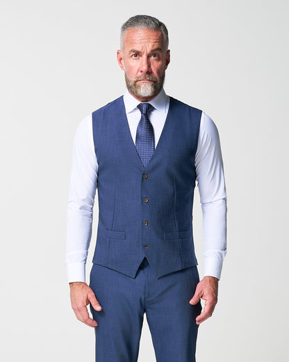 State & Liberty Athletic Fit Stretch Suit Vest - Heathered Navy