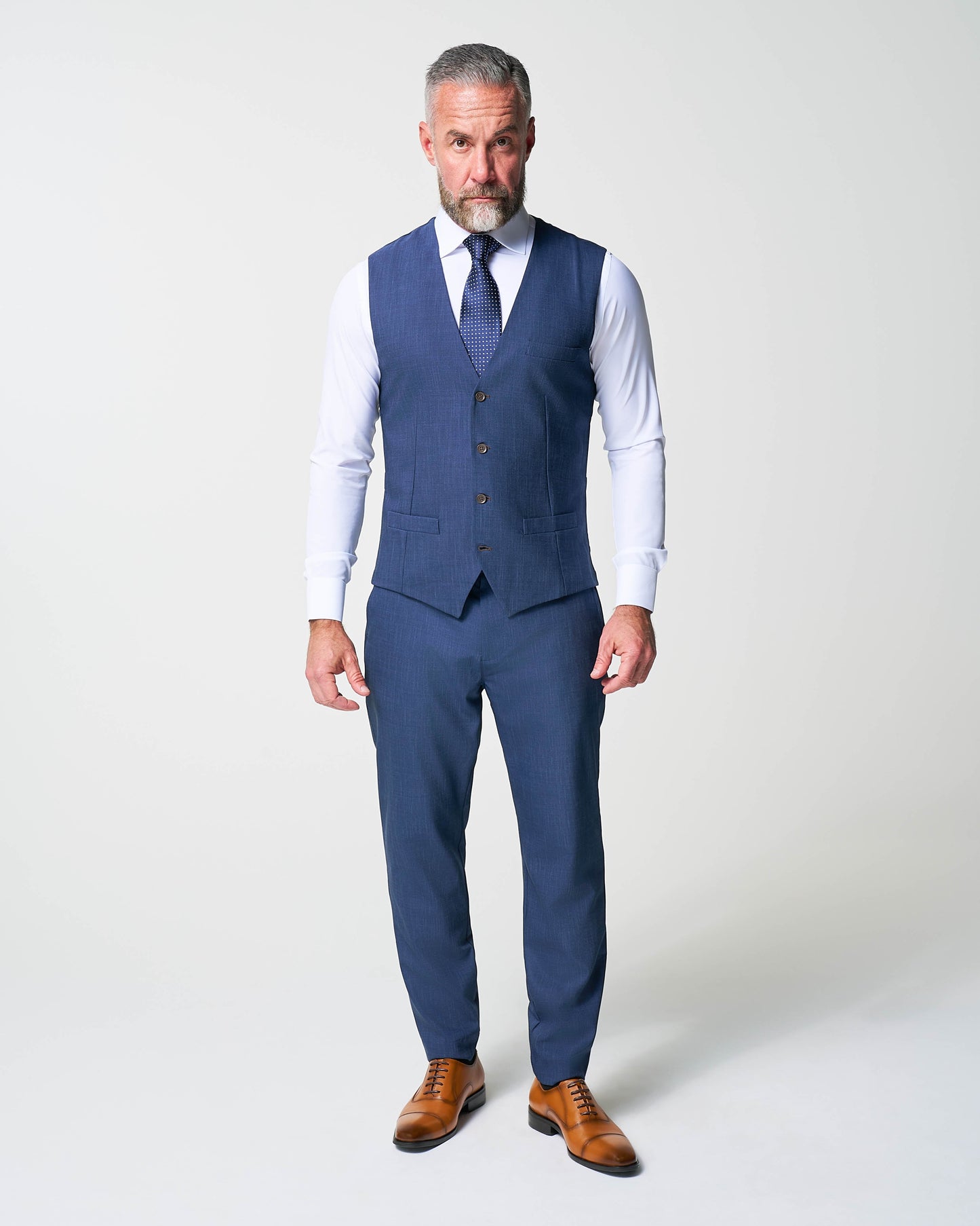 State & Liberty Athletic Fit Stretch Suit Vest - Heathered Navy