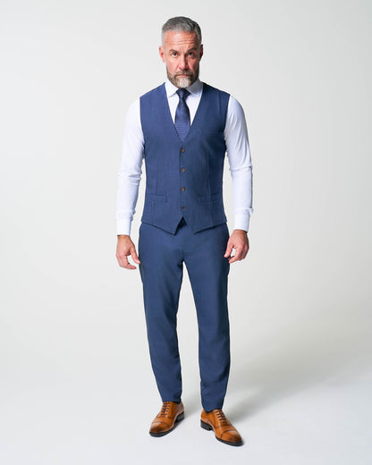 State & Liberty Athletic Fit Stretch Suit Vest - Heathered Navy