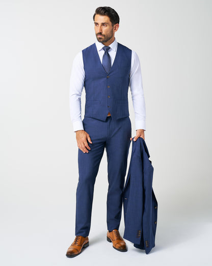 State & Liberty Athletic Fit Stretch Suit Vest - Heathered Navy