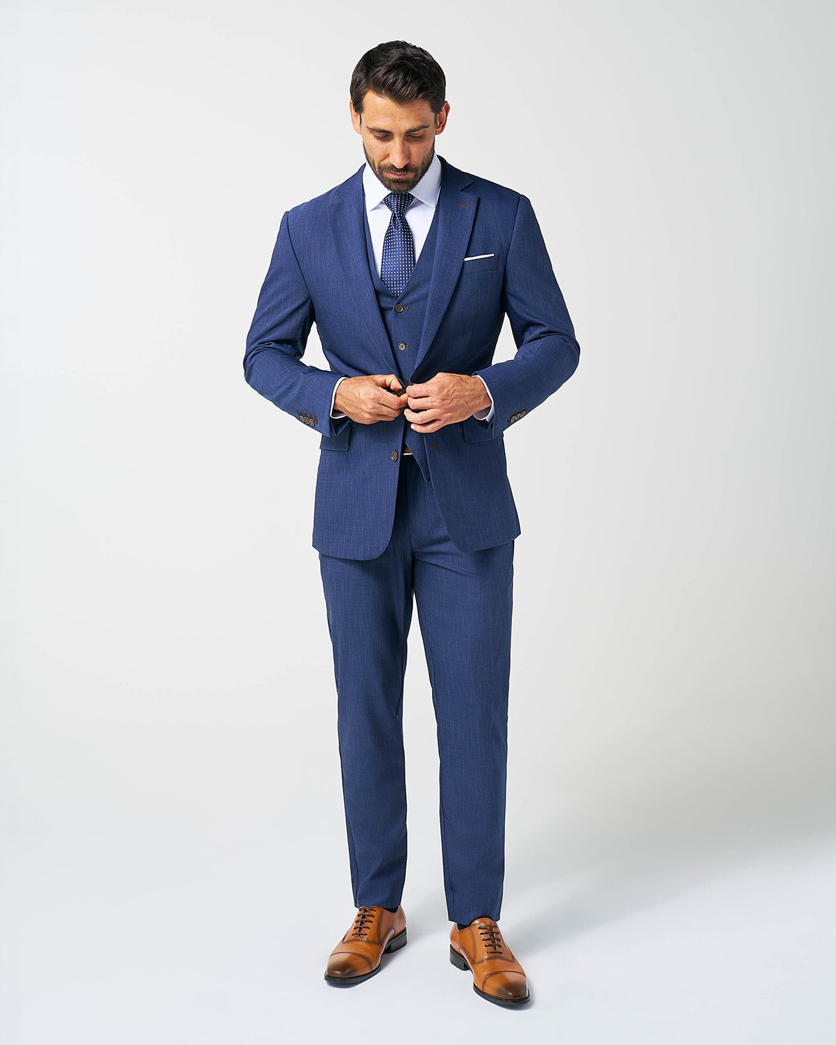 State & Liberty Athletic Fit Stretch Suit Vest - Heathered Navy