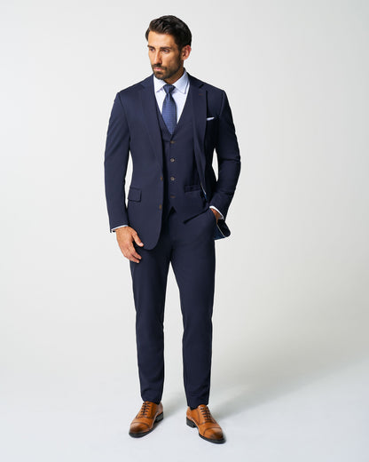State & Liberty Athletic Fit Stretch Suit Vest - Navy