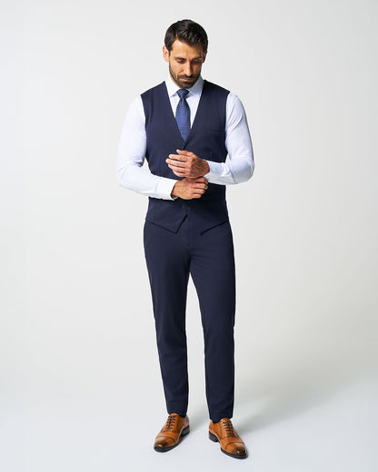 State & Liberty Athletic Fit Stretch Suit Vest - Navy