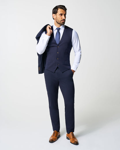 State & Liberty Athletic Fit Stretch Suit Vest - Navy