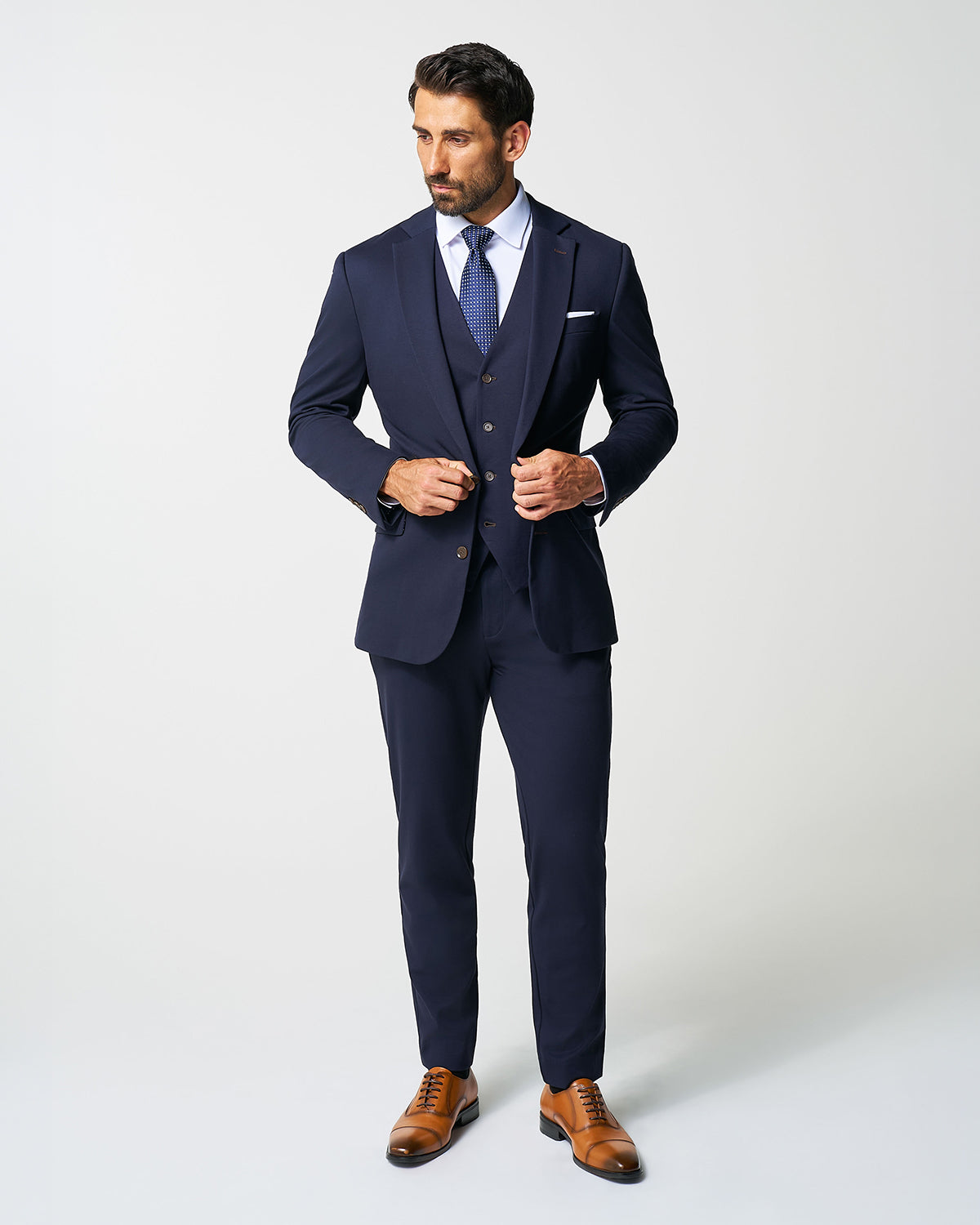 State & Liberty Athletic Fit Stretch Suit Vest - Navy