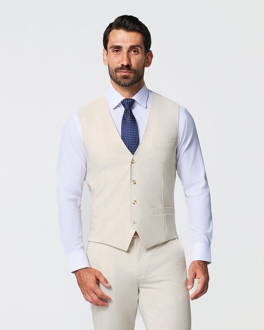 State & Liberty Athletic Fit Stretch Suit Vest - Lightweight Heathered Bamboo
