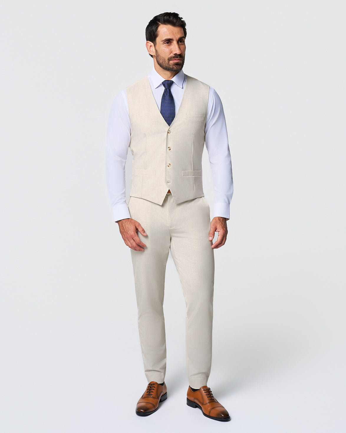 State & Liberty Athletic Fit Stretch Suit Vest - Lightweight Heathered Bamboo