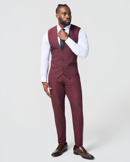 State & Liberty Athletic Fit Stretch Suit Vest - Heathered Maroon