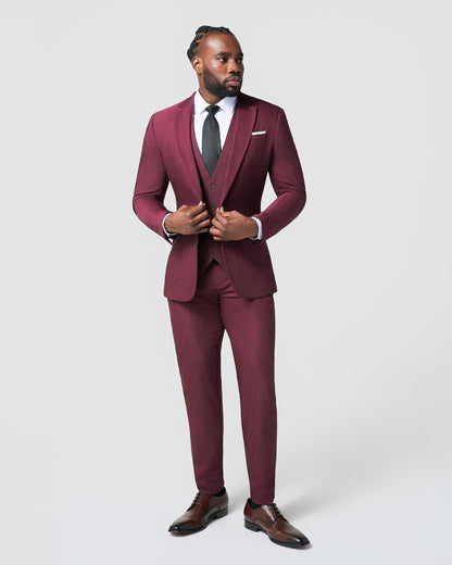 State & Liberty Athletic Fit Stretch Suit Vest - Heathered Maroon