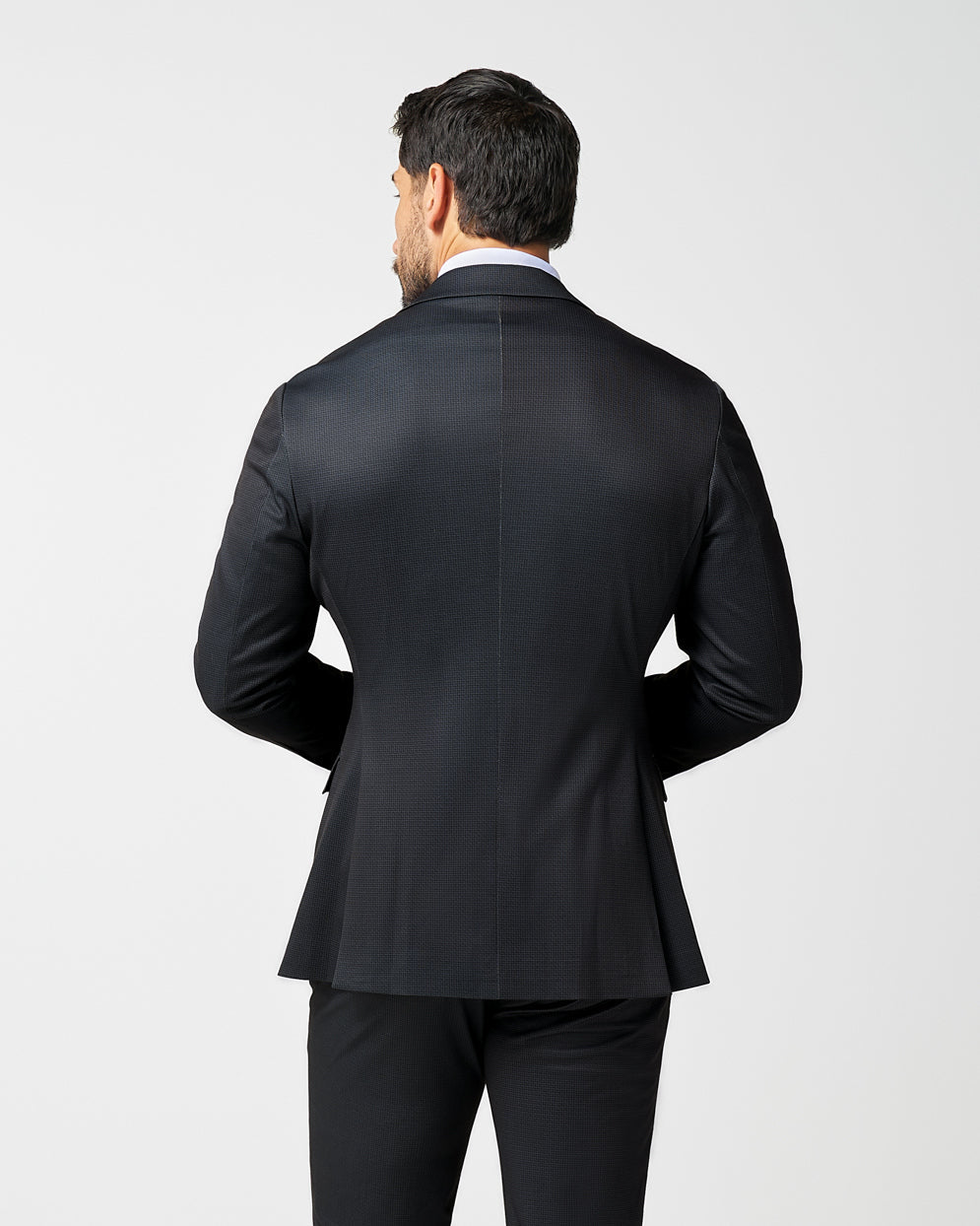 State & Liberty Athletic Fit Stretch Blazer - Charcoal Microcheck