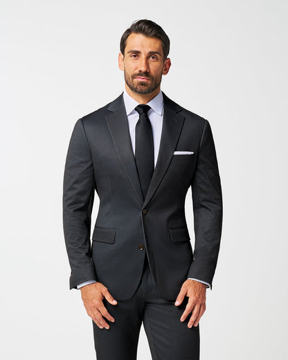 State & Liberty Athletic Fit Stretch Blazer - Charcoal Microcheck