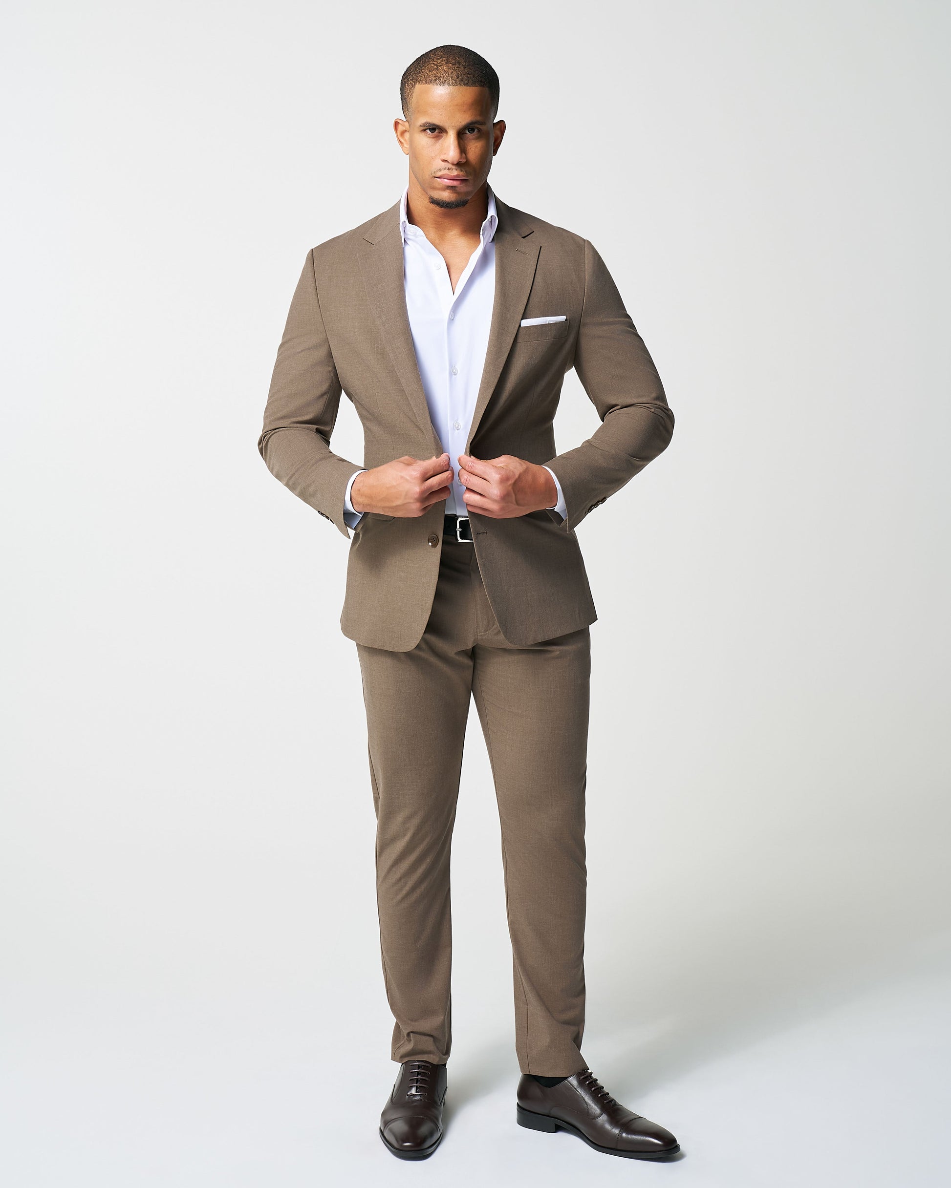 State & Liberty Athletic Fit Stretch Blazer - Lightweight Heathered Latte