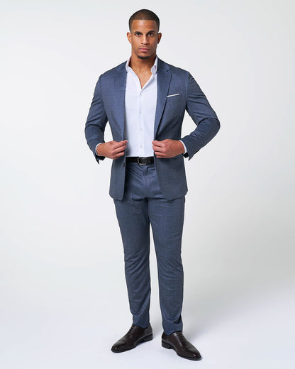 State & Liberty Athletic Fit Stretch Blazer - Storm Blue & Navy Plaid
