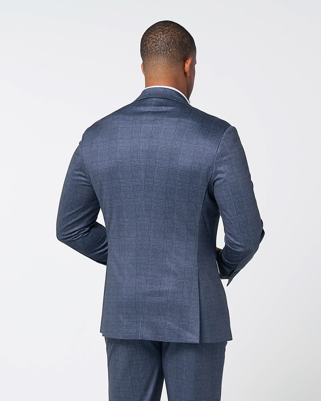 State & Liberty Athletic Fit Stretch Blazer - Storm Blue & Navy Plaid