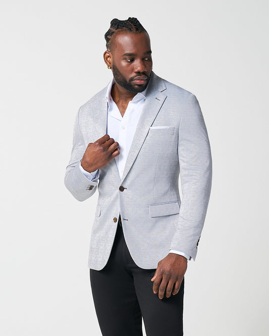 State & Liberty Athletic Fit Stretch Blazer - Light Grey Plaid