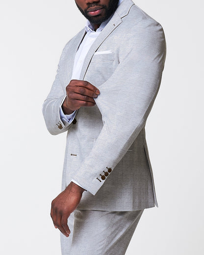 State & Liberty Athletic Fit Stretch Blazer - Light Grey Plaid