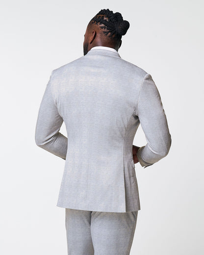 State & Liberty Athletic Fit Stretch Blazer - Light Grey Plaid
