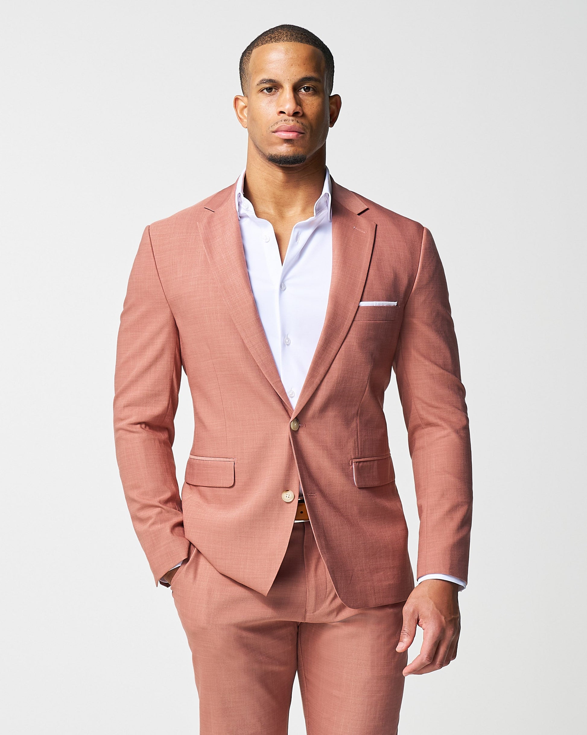 State & Liberty Athletic Fit Stretch Blazer - Heathered Salmon