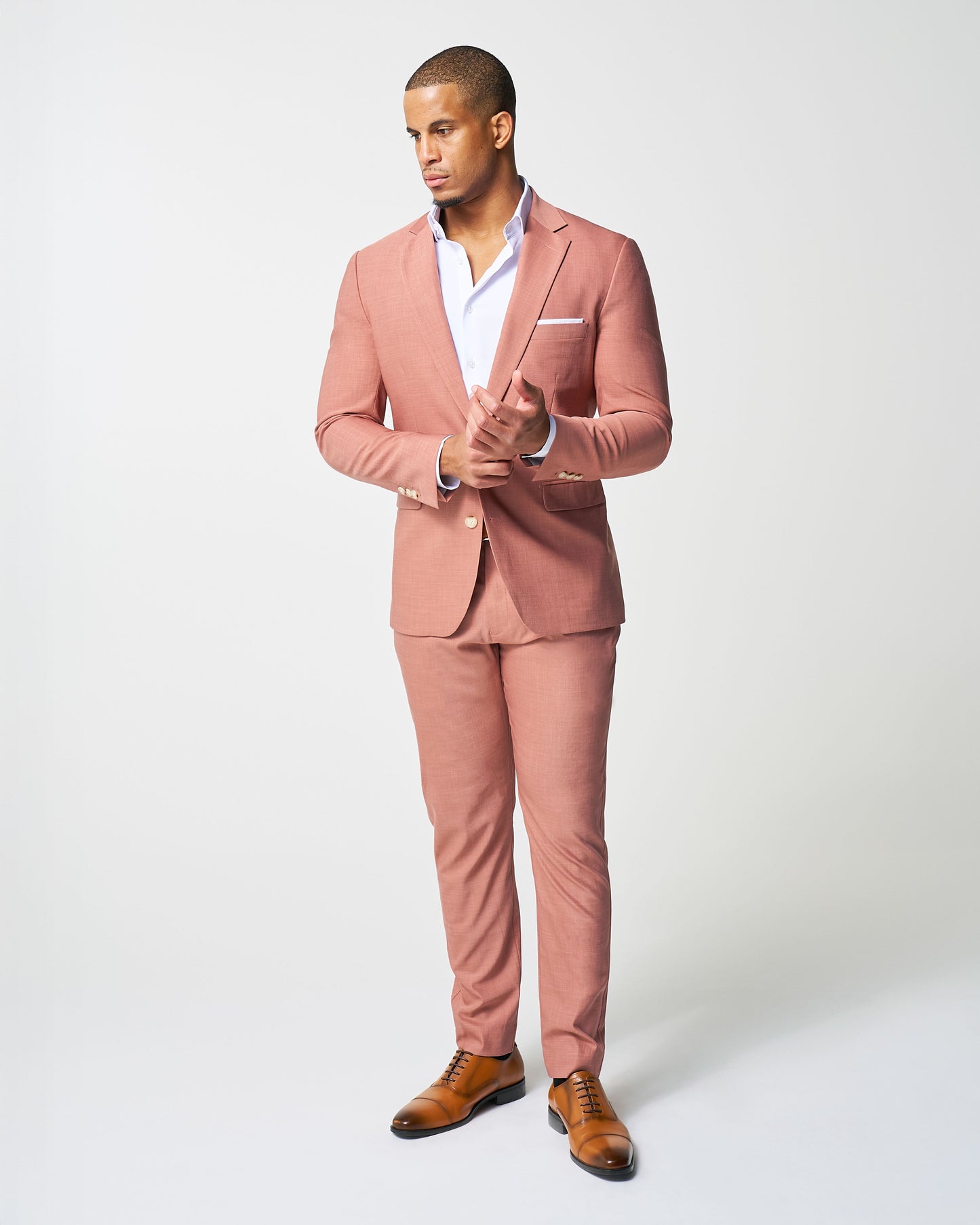 State & Liberty Athletic Fit Stretch Blazer - Heathered Salmon