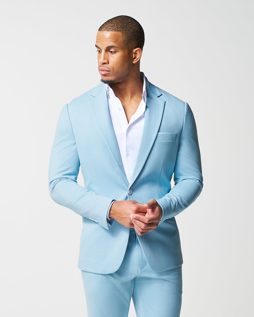State & Liberty Athletic Fit Stretch Blazer - Solid Cool Blue