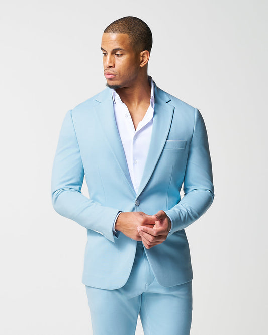 State & Liberty Athletic Fit Stretch Blazer - Solid Cool Blue