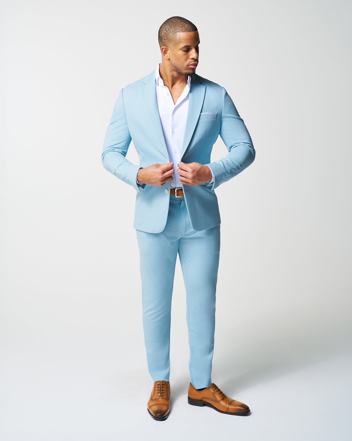 State & Liberty Athletic Fit Stretch Blazer - Solid Cool Blue