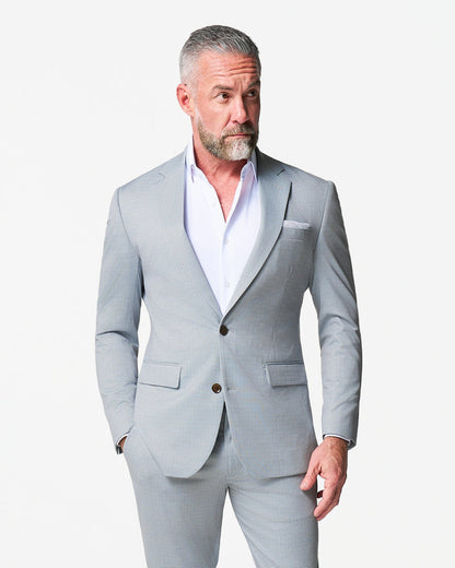 State & Liberty Athletic Fit Stretch Blazer - Grey Houndstooth Microcheck